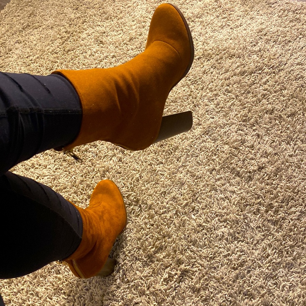 Brown faux suede boots